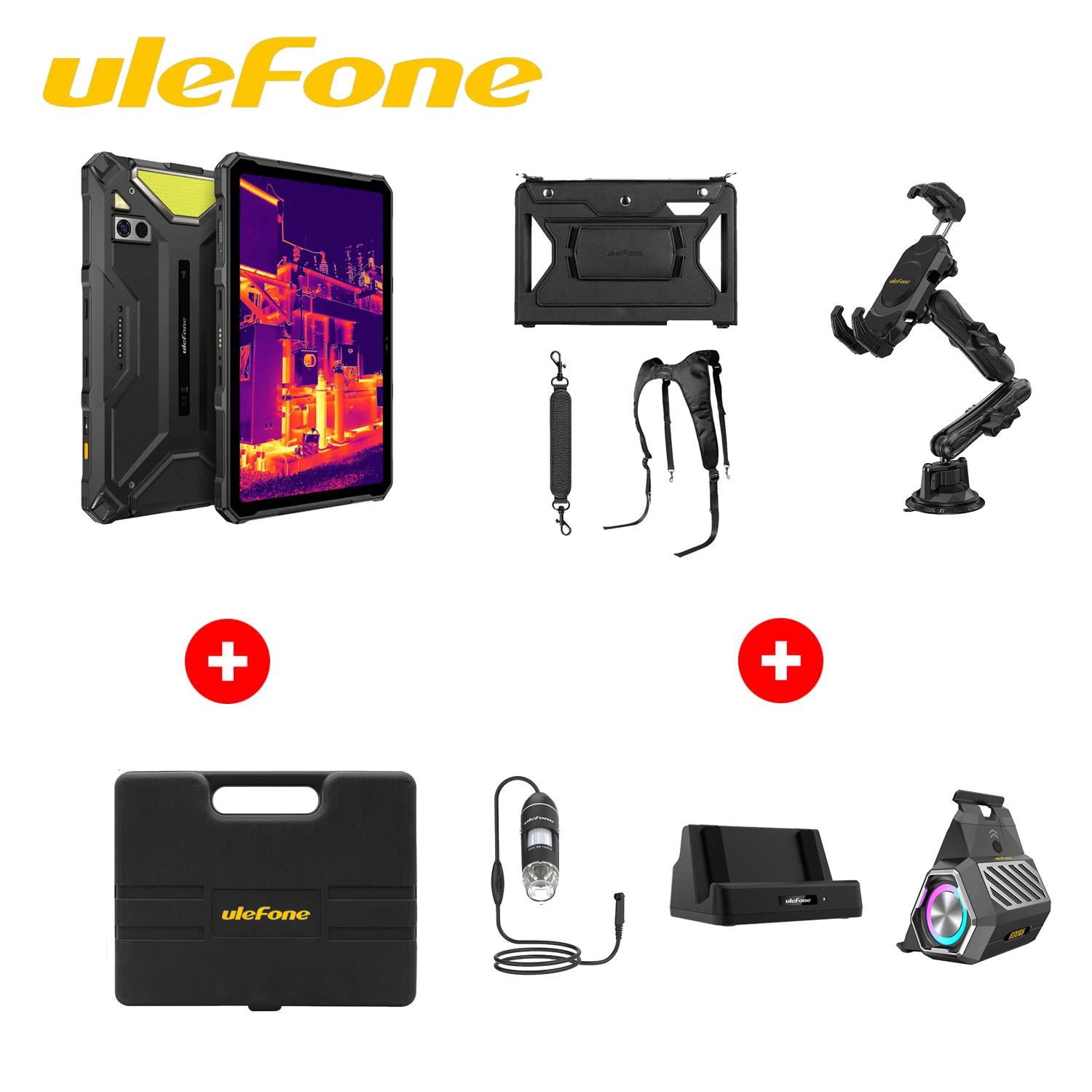 Armatura Pad 4 Ultra Termico + Kit altoparlanti + Armor Holster Pro + Dock di ricarica da tavolo da 10 W + Supporto Armor Max + Microscopio